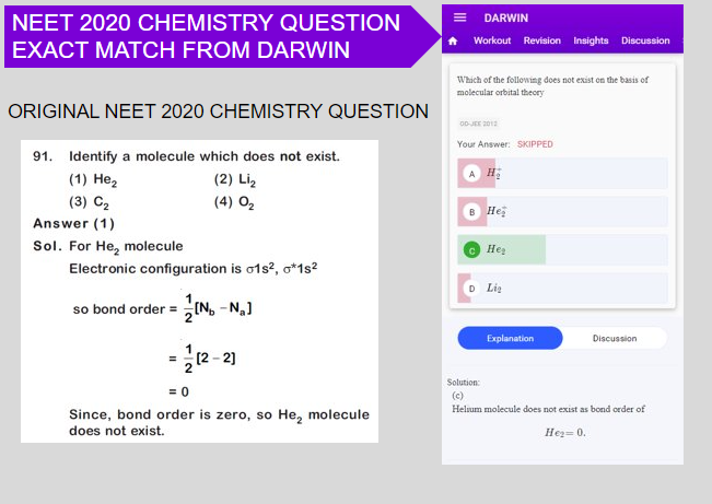 NEET 2020 Chemistry Question - Exact Repeat from Darwin