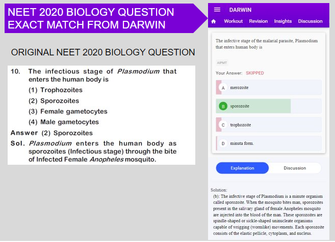 NEET 2020 Biology Question - Exact Repeat from Darwin