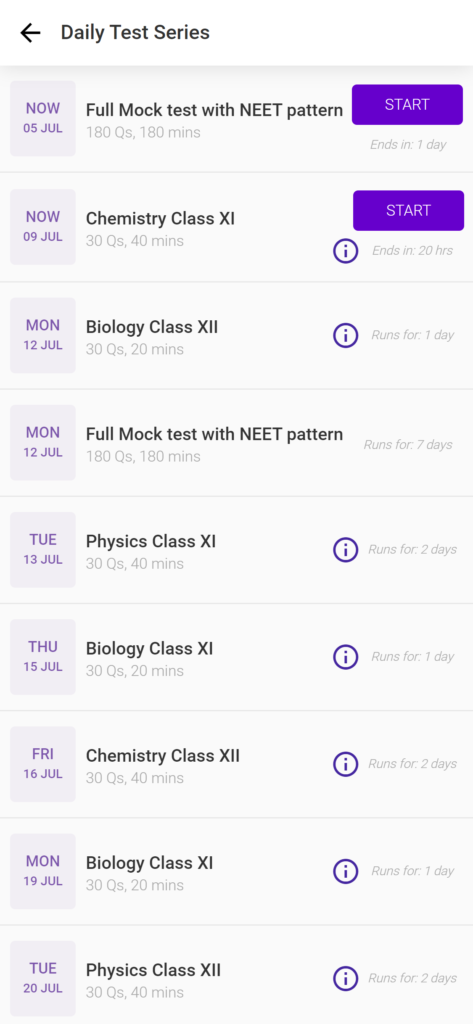 Daily Mock Tests for NEET prep