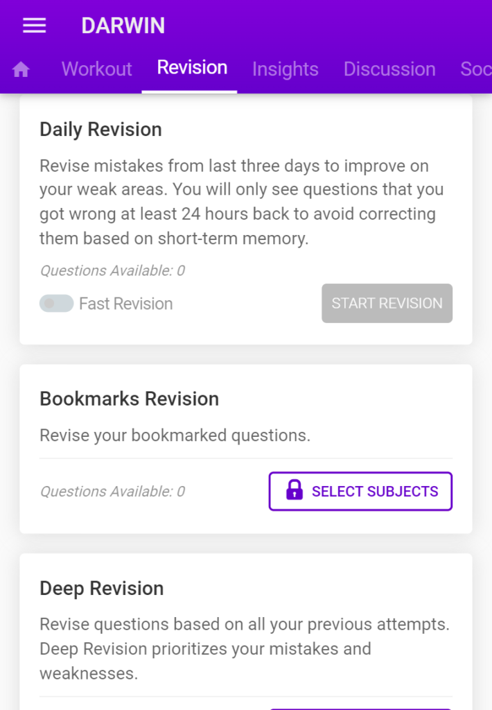 Darwin's revision feature for quick and easy NEET revision